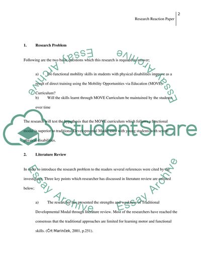 The Mobility Opportunities via Education: Mobility Skills in Students with Physical Disabilities