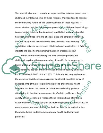 Poverty and Child Psychopathology