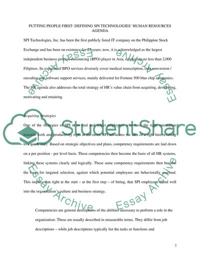 SPI Technologies Strategic Issues and Leadership Competencies
