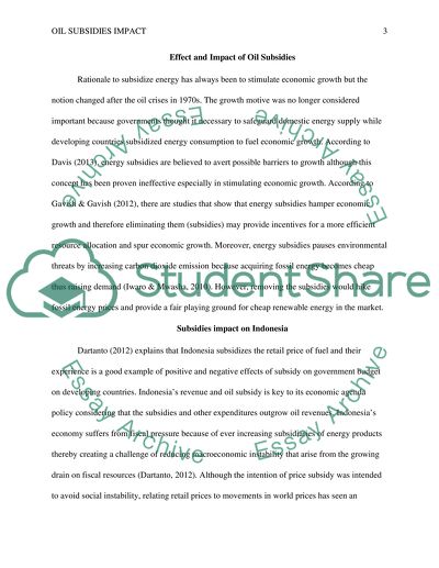 Oil Subsidies Impact on a Government Budget in Indonesia