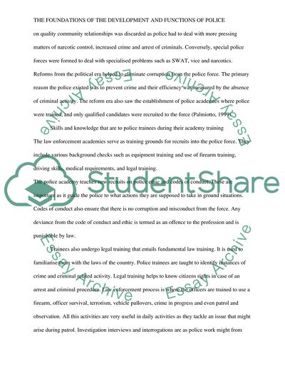 Foundations of the Development and Functions of Police