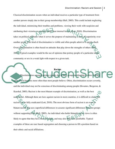 Discrimination: Racism and Sexism