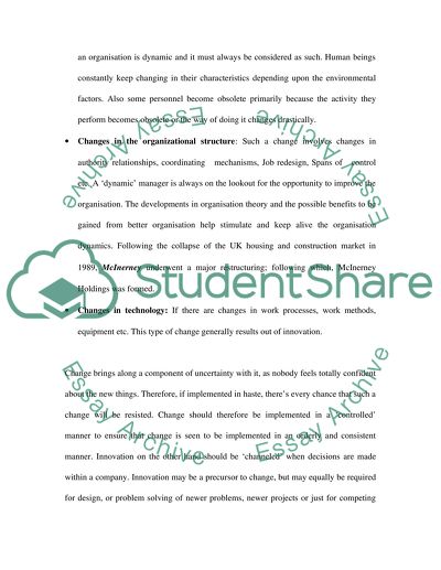 Management of Change and Innovation