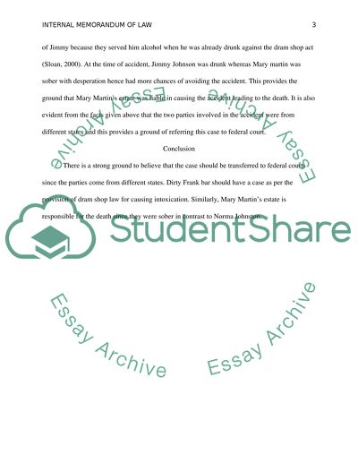 Internal Memorandum of Law: Liability and Case Referral