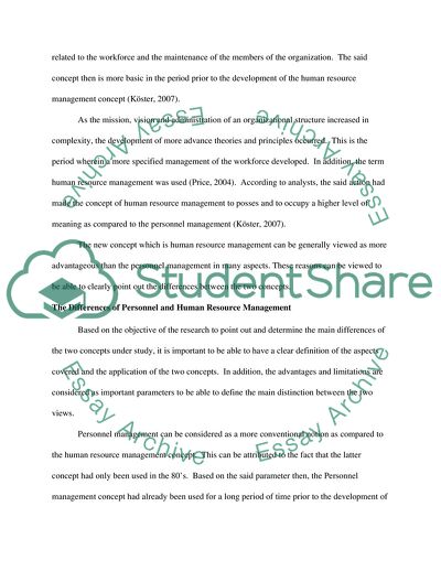 The Concepts of Personnel and Human Resource Management