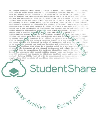 Marks & Spencer and Performance Analysis