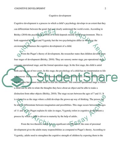 Cognitive development essay