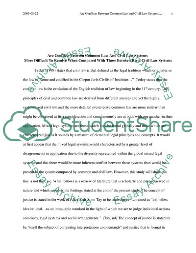 Conflict between Common Law and Civil Law as Compared to the Conflict between Civil Law Systems