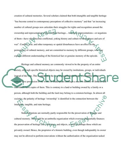 The Idea of Heritage and Cultural Memory