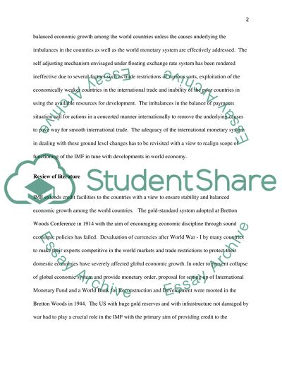 World monetary system and the role of IMF