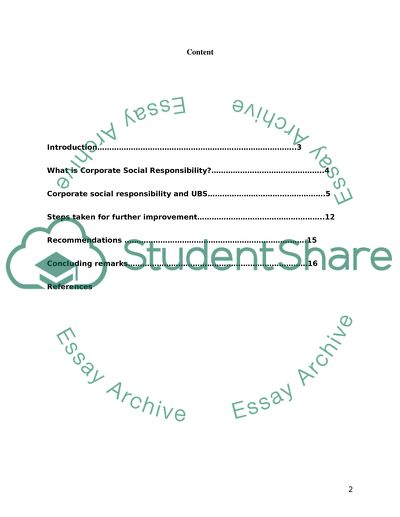 Ethical Policy, Corporate Social Responsibility and Larger Social Impact within UBS