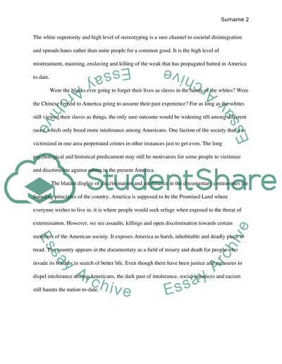 Discuss your reaction to the video at www.youtube.com The Shadow of Hate&quot;, by Psych170