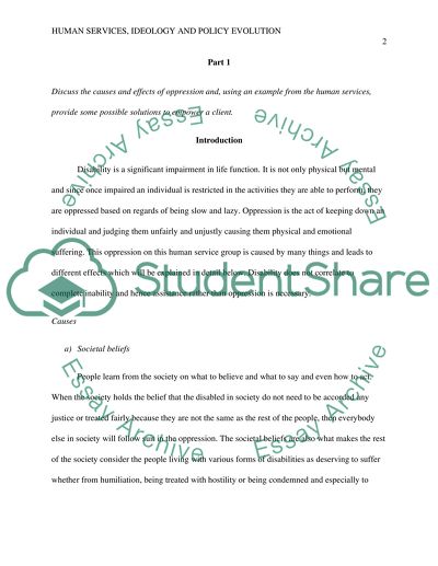 Human Services, Ideology and Policy Evolution