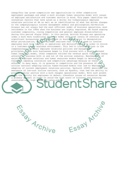 Managing Employee Relations - British Airways