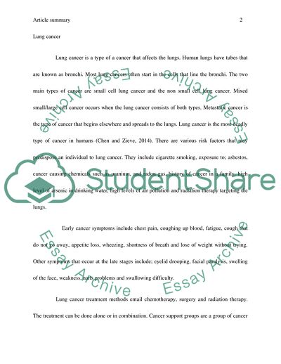 Early Symptoms of Lung Cancer