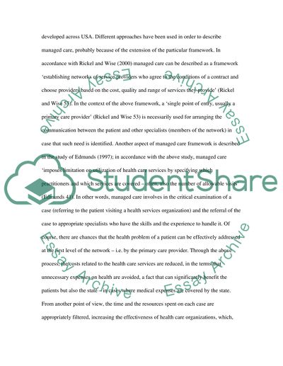 Influence of Managed Care Policies on the Activities of Managers