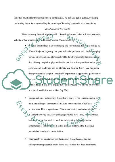 Examination of Sadie Bennings Video Diaries