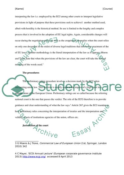 How does the preliminary ruling procedure for the European Court of Justice work