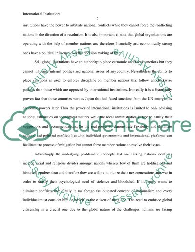 The Role of International Institutions in Attaining Global Peace