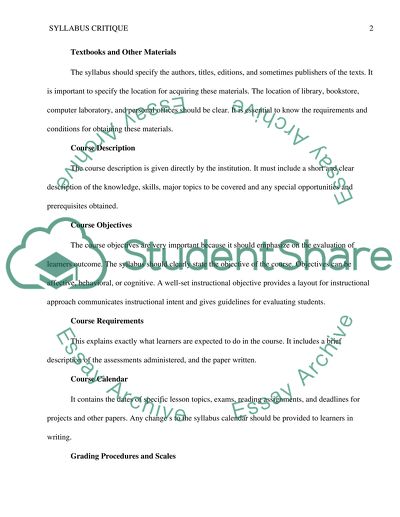 Syllabus critique