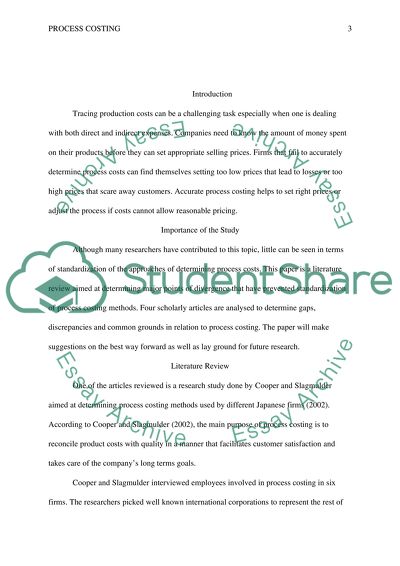 Process Costing Methods Analysis