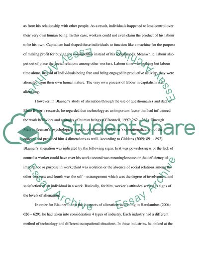 Analysis of the Concept of Alienation