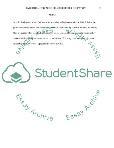 Evolution of the Gender-Related to Higher Education