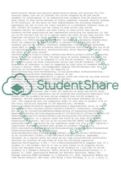 Questionnaire design and analysis