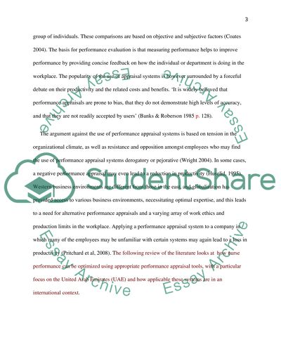 Relationship between Performance Appraisal Systems and Nursing Staff Performance