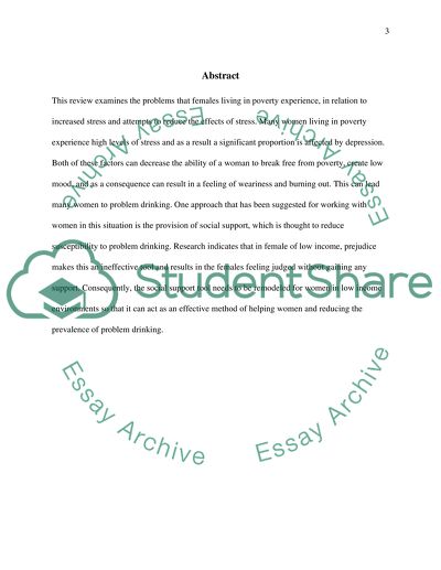 Stress among Women in Poverty