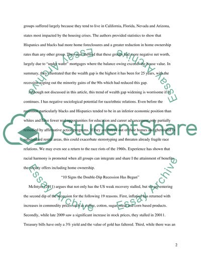 Sociological Impact of the Ongoing Downturn In Our Economy/Housing Market