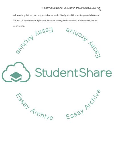 The Divergence of U.S. and UK Takeover Regulation