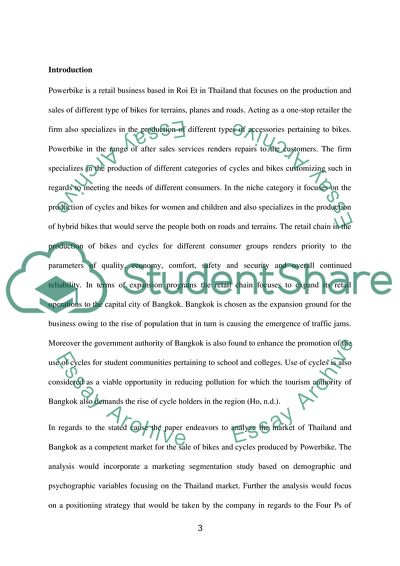 A Marketing Opportunity for Powerbike in Thailand