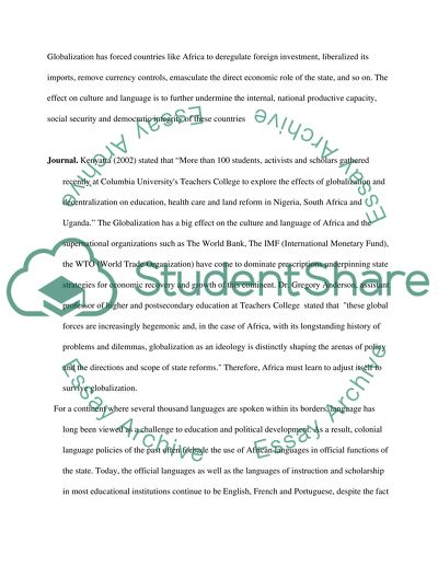 Globalization and Cultural and Language Diversity