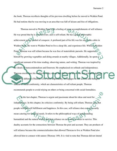 Self-reliance and Simplicity in Walden