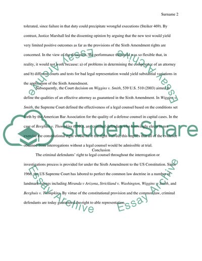 The Right to Counsel in The US