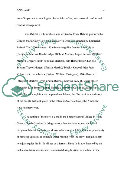 Analysis of the Film the Patriot