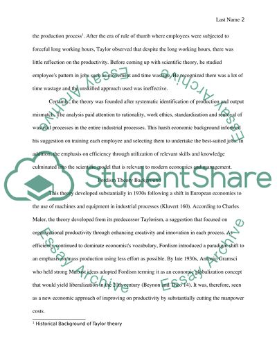 Comparison of Fordism and Taylorism