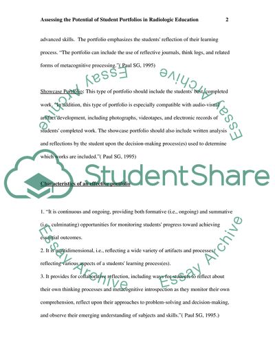 The Potential of Student Portfolios in Radiologic Education