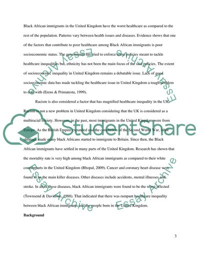 Inequality in African Immigrants Health Care in the United Kingdom
