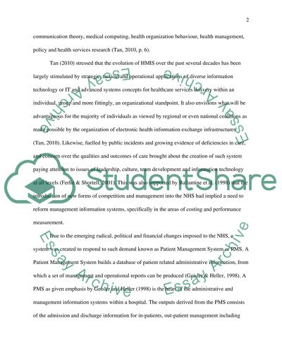 The Utilization of Health Management Information Systems within the National Health Service