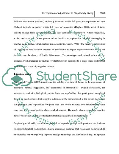 Perceptions of Adjustment to Stepfamily Living