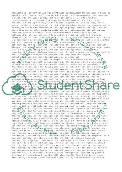 Litigation v. Mediation