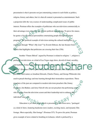 Neil Postmans Future Shlock