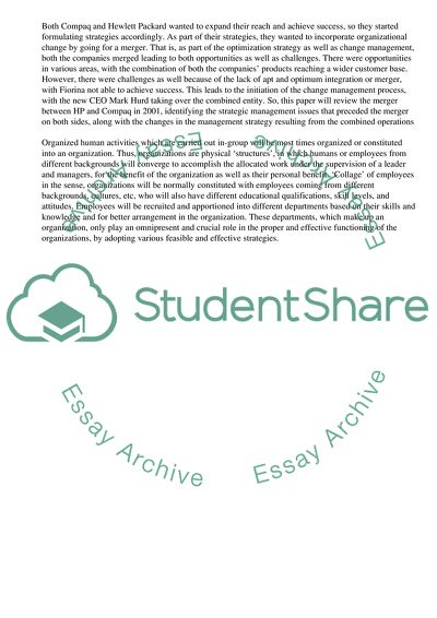 Hewlett Packard & Compaq - the Current Work of the Merged Entity