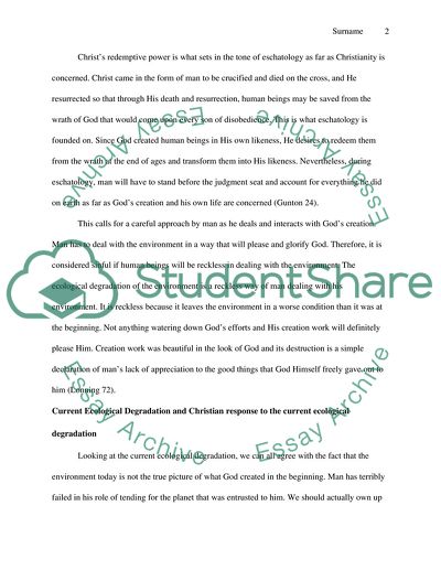 The Contemporary Theology of Creation and Eschatology