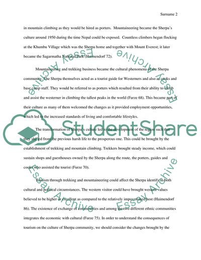 Tourism and Western Influence on the Sherpa Culture in Nepal