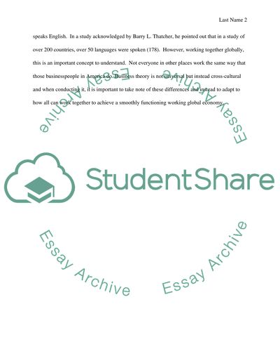 The Cross-Cultural Global Economy