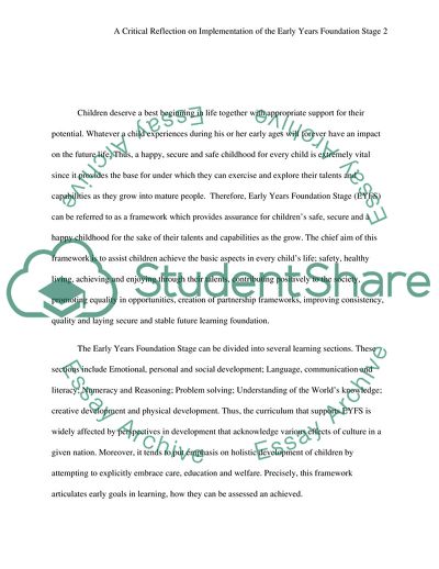 Implementation of the Early Years Foundation Stage