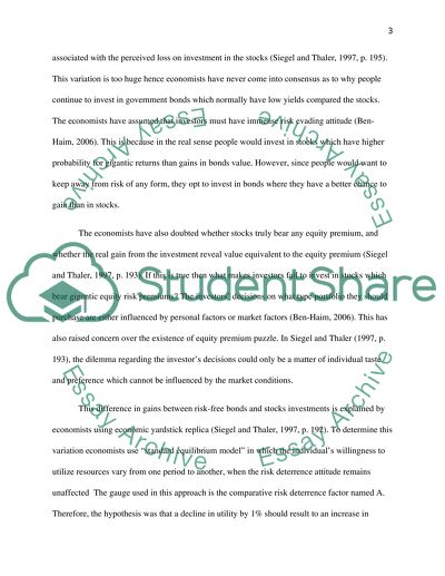 Equity Premium Puzzle